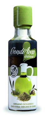 Bottiglietta di condimento all'olio extravergine di oliva e origano siciliano CondiAmo Italiano