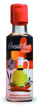 Bottiglietta di condimento all'olio extravergine di oliva e peperoncino siciliano CondiAmo Italiano