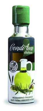 Bottiglietta di condimento all'olio extravergine di oliva e rosmarino italiano CondiAmo Italiano